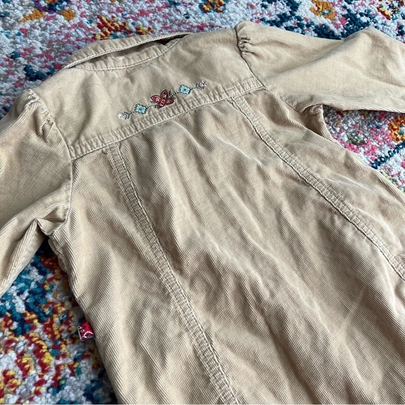 Vintage OskKosh Corduroy Tan Embroidered Button Up Dress - Picture 9 of 9